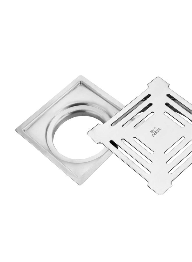Fossa 5"x5" Maze Design Floor Drain | Stainless Steel Square Bathroom Grating Jali | & Rust-Resistant Drain Cover | Modern Floor Drain for Bathrooms (Matte Finish) - Image 1